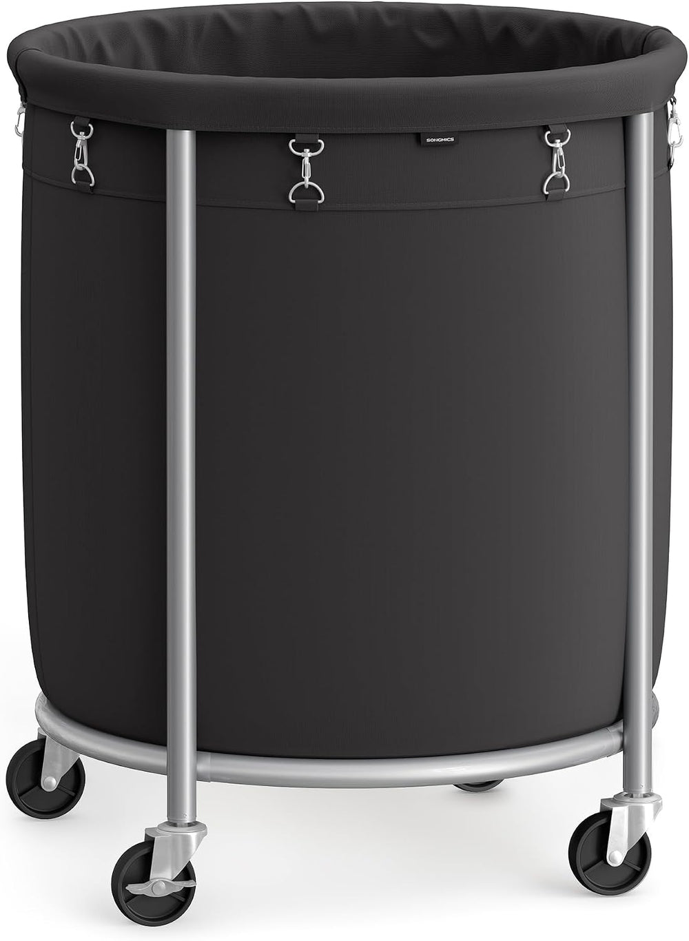 SONGMICS Laundry Basket with Wheels,190L, Steel Frame, Removable Bag