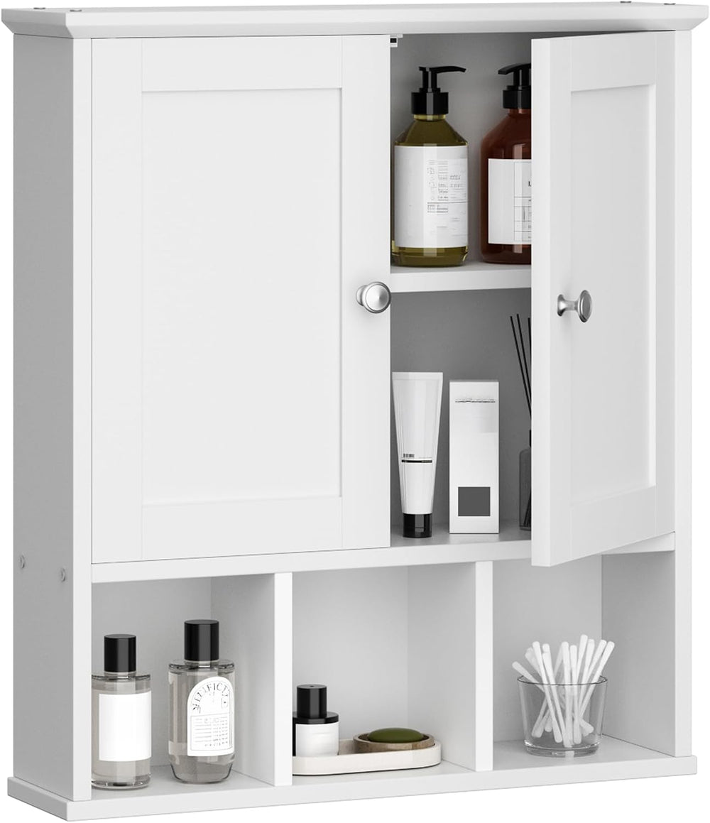 Shintenchi Bathroom Medicine Cabinet, Wall Mounted, Adjustable Shelf, White