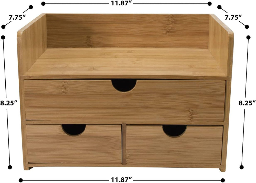 Sorbus Bamboo Desk Organizer - 3-Tier 100% Bamboo Desktop Organizers – Mini B...