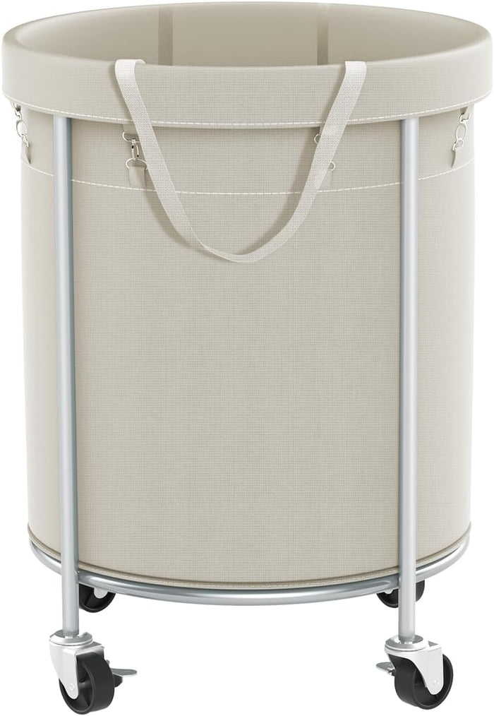 Aduanbang 170L Laundry Basket with Wheels, Rolling Hamper with Removable Bag & Steel Frame, Round Laundry Cart with 4 Casters & 2 Brakes, Ideal for Bedroom, Bathroom & Laundry Room