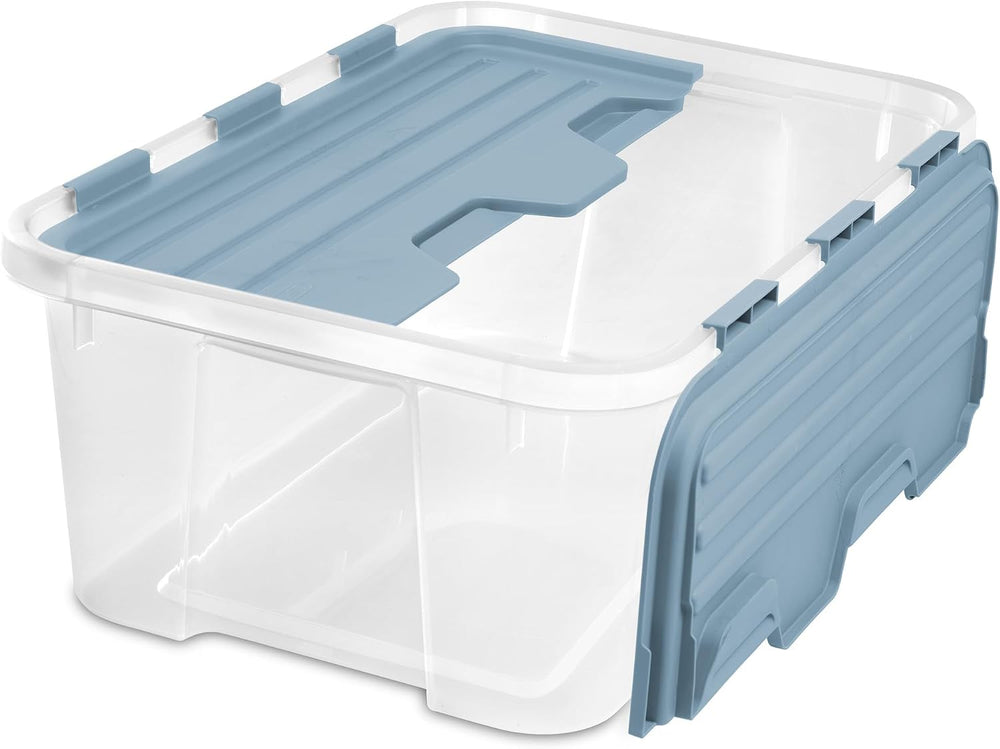 Sterilite Hinged Lid Storage Box, Plastic Container, 40 Quart, 6-Pack