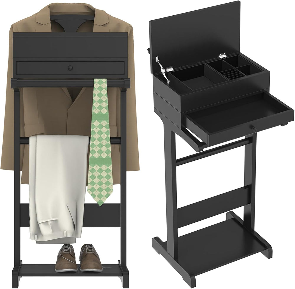 Wood Mens Valet Stand,Freestanding Suit Stand&Clothes Butler Valet Stand ...