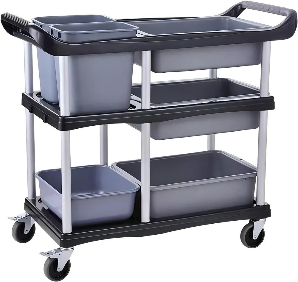 3 Tier Utility Cart Heavy Duty 330lbs Capacity Rolling Service Cart Utility C...