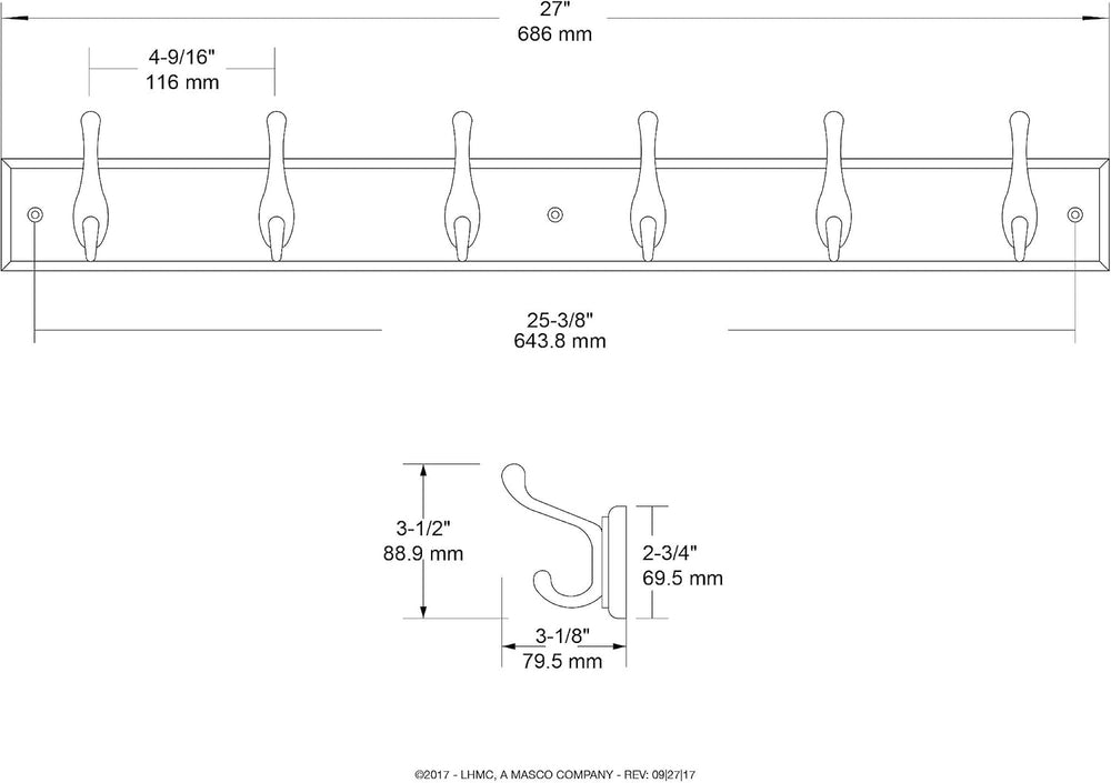 Franklin Brass Heavy Duty (1-Pack) 27" Coat Rack Wall Mount Pure White H...