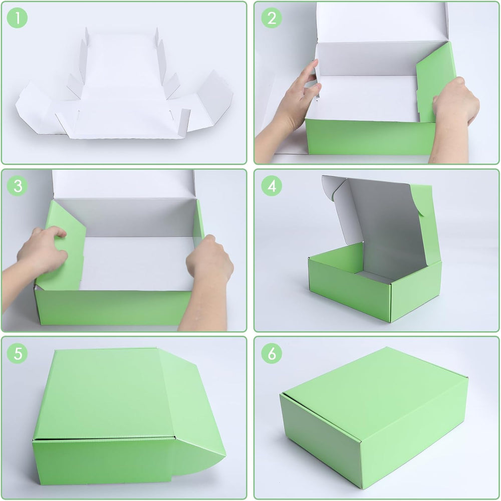 PHAREGE 20 Pack 12x9x4 in Cardboard Shipping Boxes, Light Green Gift Box