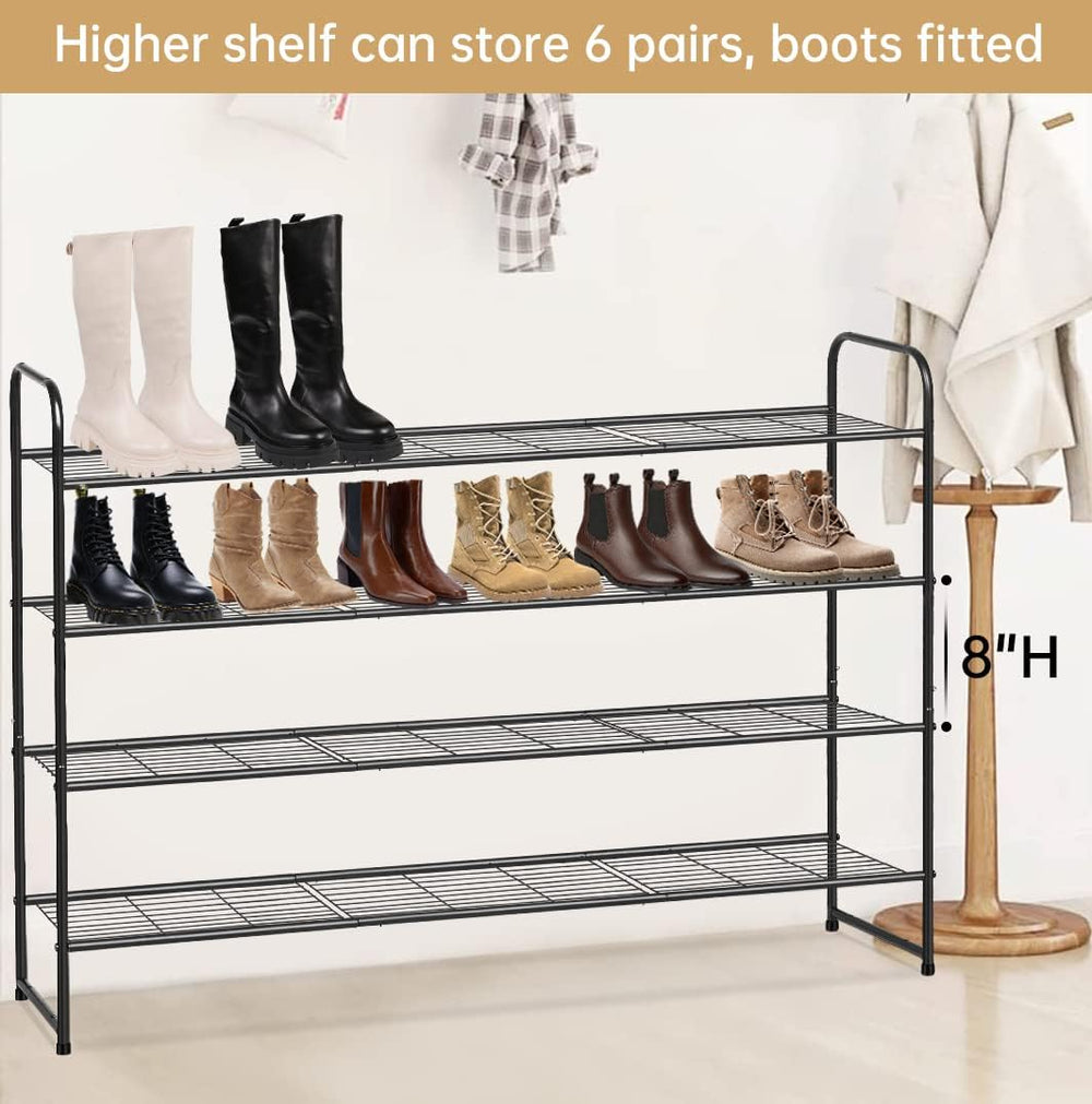 KEETDY 4-Tier Long Shoe Rack for Closet Metal Shoe Organizer for Entryway, Wi...