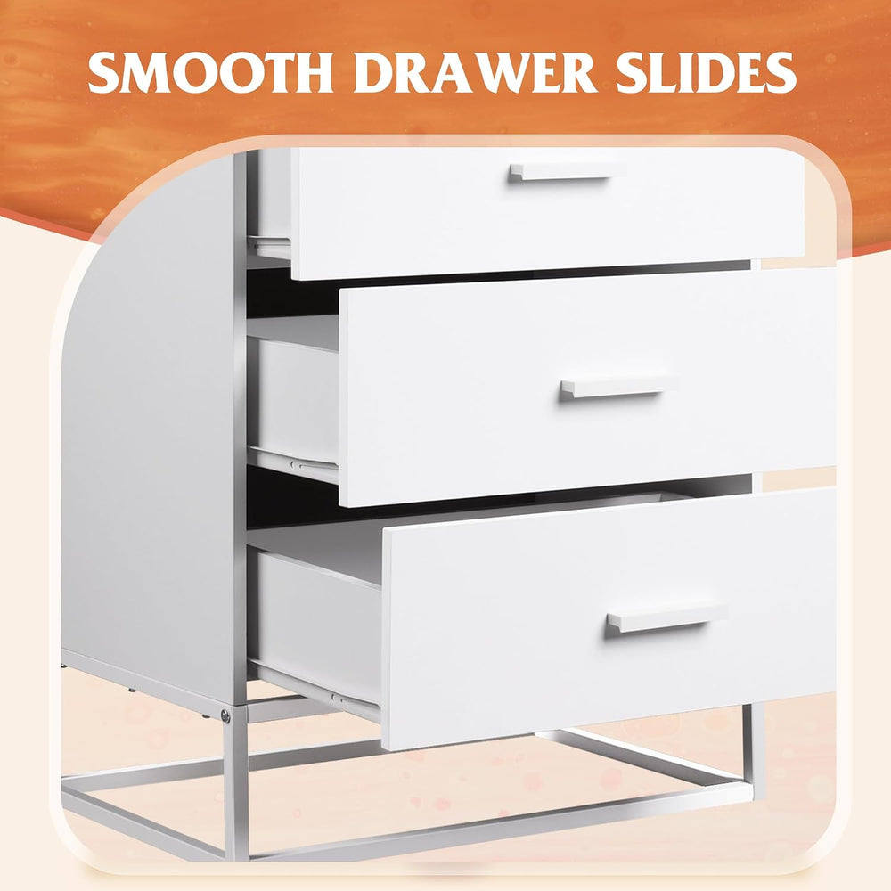 White Dresser for Bedroom with 4 Drawers, Tall Wooden Chest of Drawers with S...