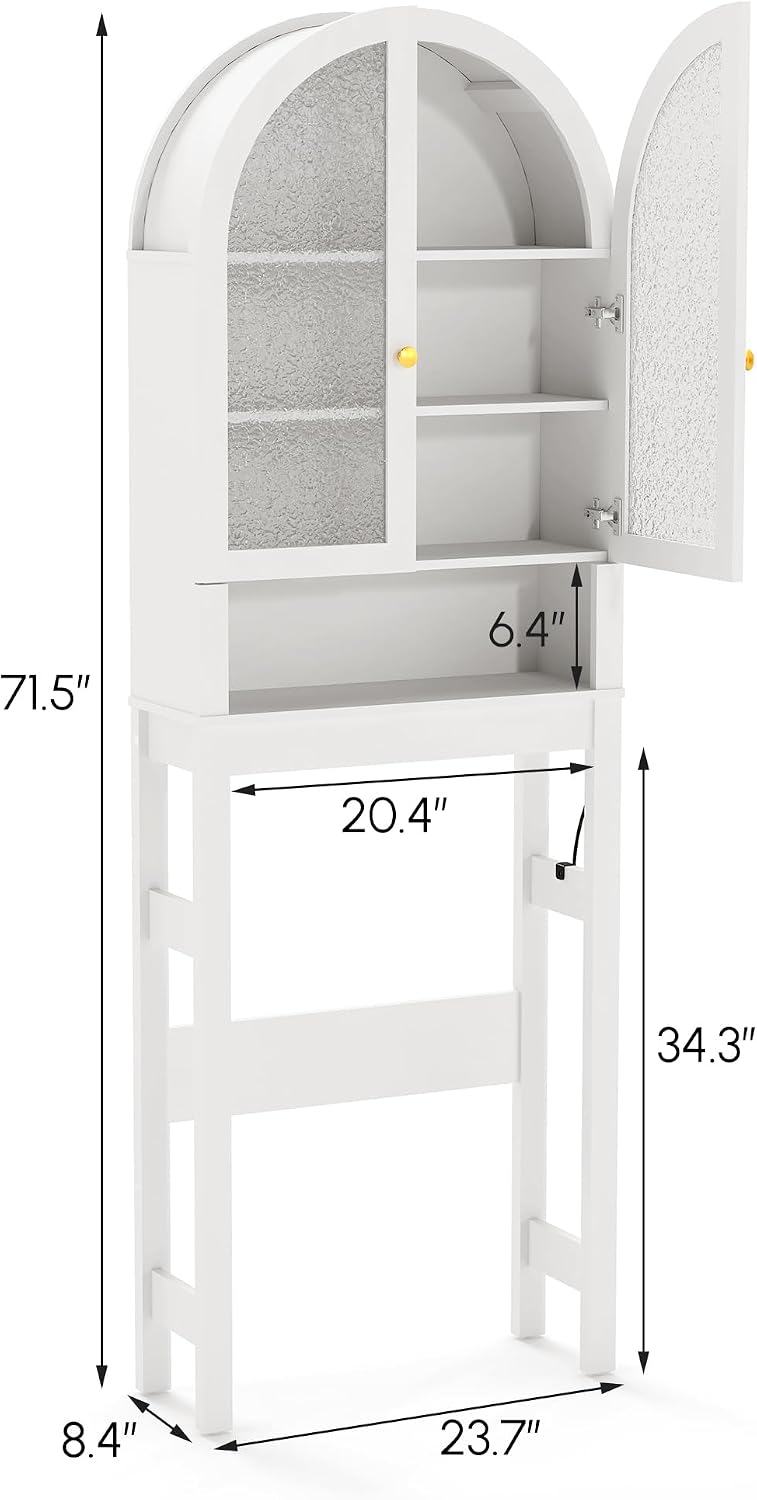 Over The Toilet Storage Cabinet, 23.7”W Modern Storage Cabinet Over Toilet wi...