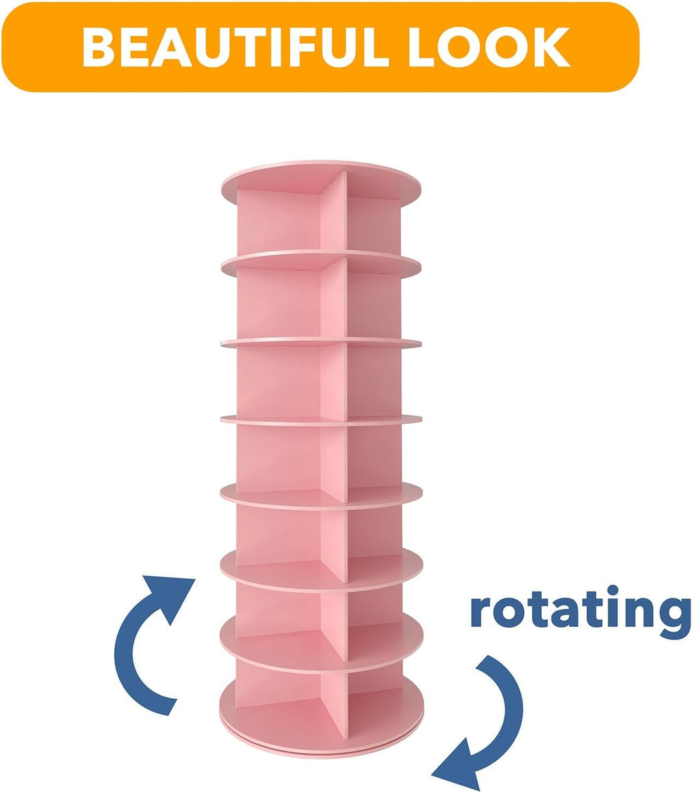 SpaceAid 7 Tier Rotating Shoe Rack Tower, Spinning Shoe Display Lazy Susan, R...
