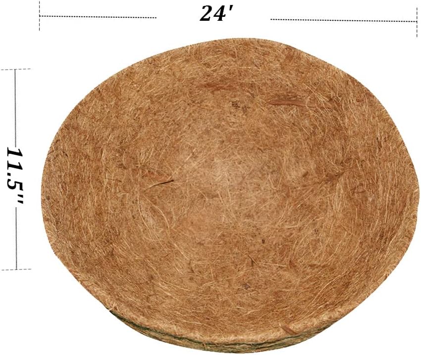 2PCS Hanging Basket Liners Coco Liner 24 Inch Round Coconut Coir Basket for P...