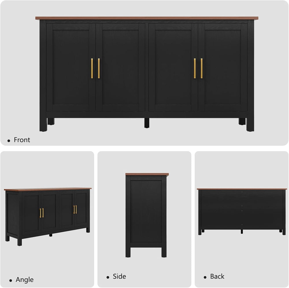 ARTPOWER 60" Sideboard Buffet Cabinet with Storage, Credenza Black