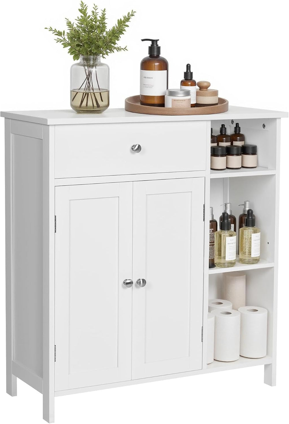 VASAGLE Bathroom Storage Cabinet, with 2 Doors, 31.5" H, Cloud White