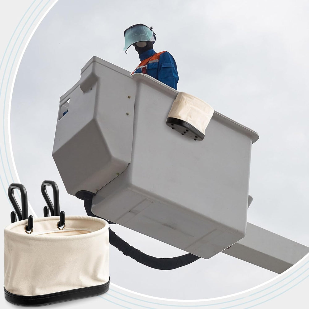 Eccliy 2 Set of Canvas Bucket Bags, Aerial Oval Tool Bucket with Black Polypr...