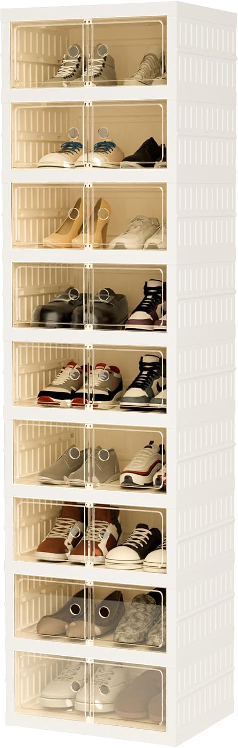 Foldable Shoe Organizer Storage Box, Portable Extra Large Folding Shoe Rack f...
