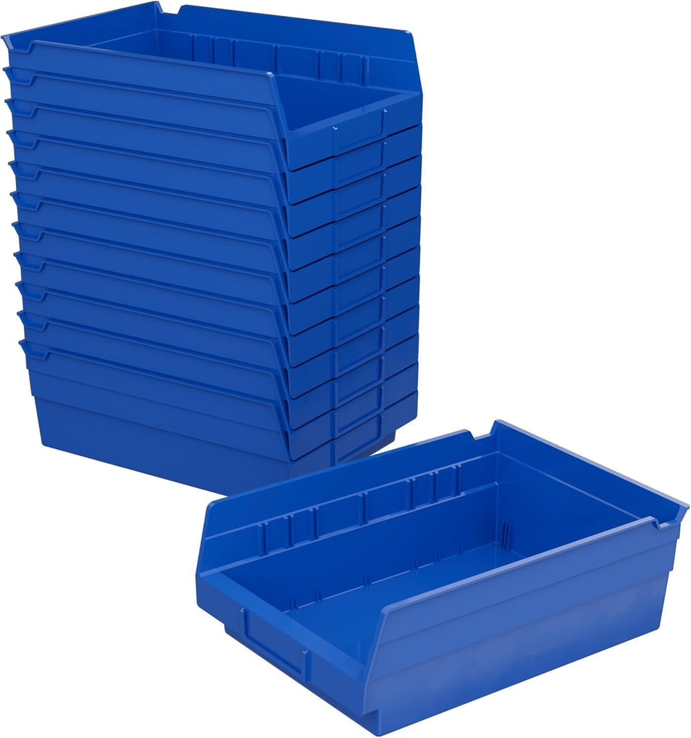 Akro-Mils 30150 Heavy Duty Plastic Shelf Bins, 12"x 8"x 4", Bl...