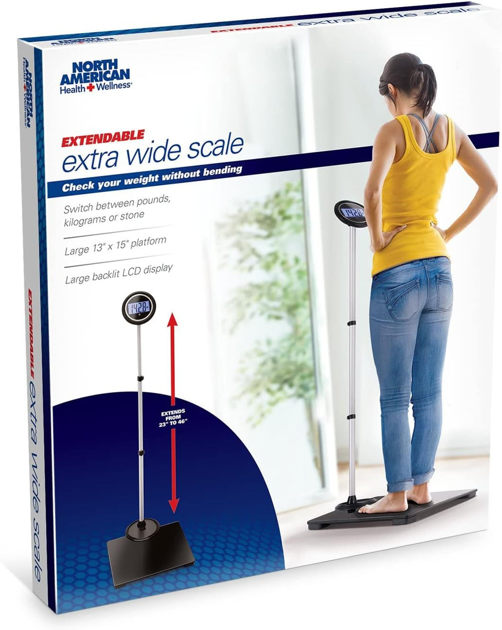 Jobar International Digital Body Weight Bathroom Scale with Extendable Displa...
