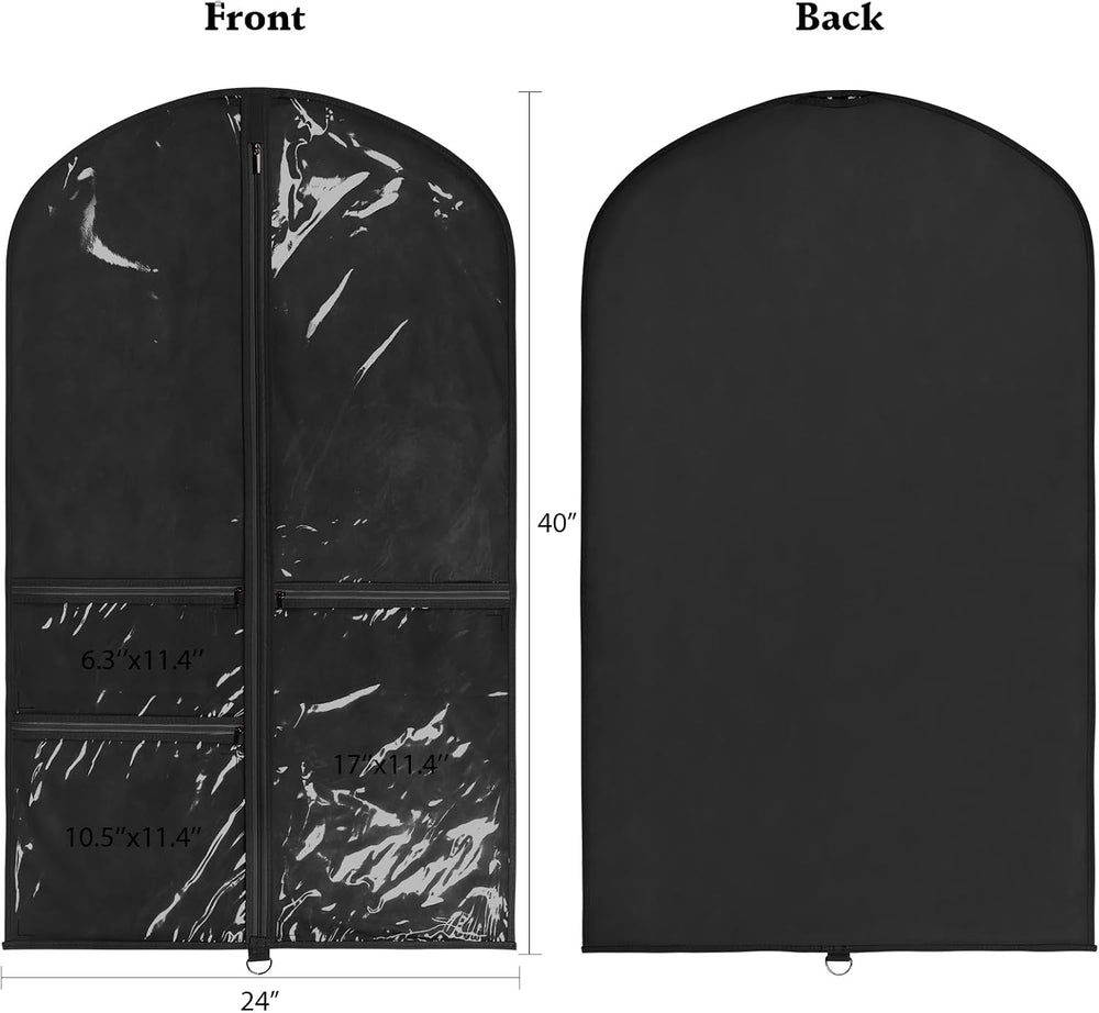 Univivi 40 Inch Dance Costume Garment Bags for Dancers, Black, 4 Pack