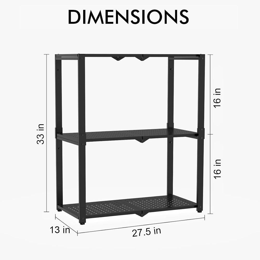 Hastatii 3-Shelf Storage Shelving Unit Metal Rack Heavy-Duty 28"x13.5&qu...