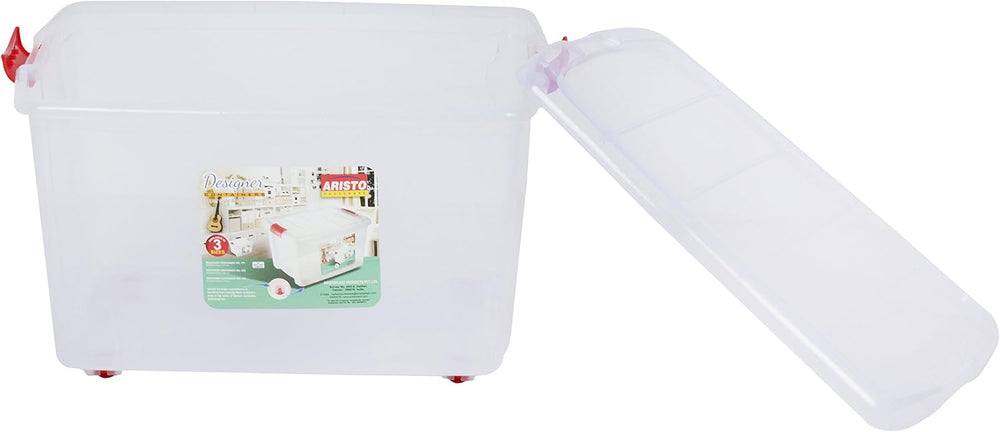 AIR O MATIC ARISTO Multipurpose Plastic Storage Container Box with Wheels 45 ...