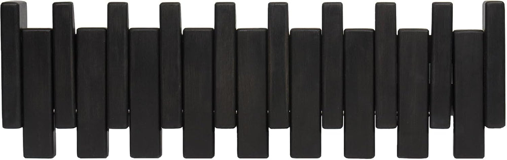 Beech Piano Key Coat Rack with 8 Flip Hooks, Black