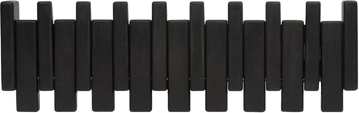 Beech Piano Key Coat Rack with 8 Flip Hooks, Black