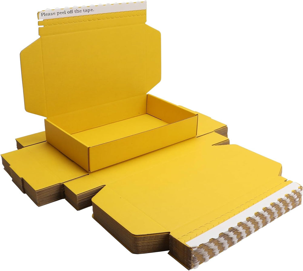 Yellow Hard Corrugated Shipping Boxes 10.5x6.3x2 Inch Gift Packaging Boxes