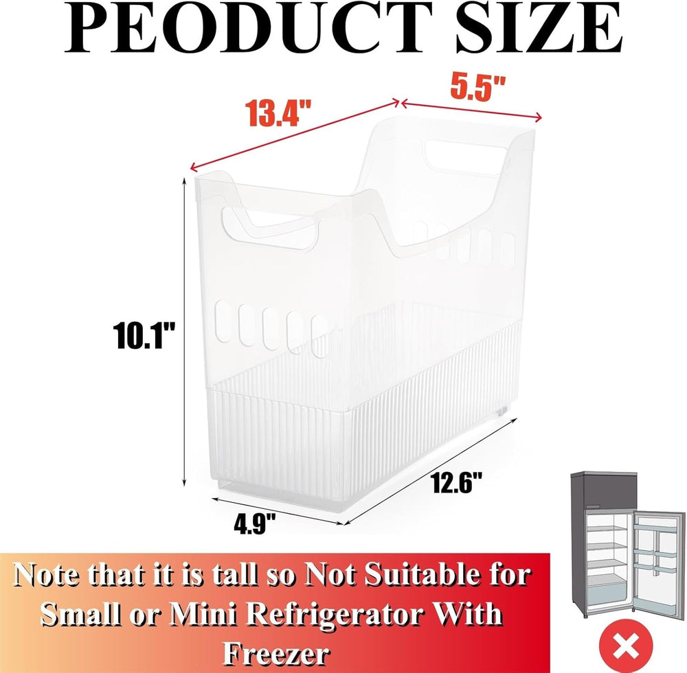Peohud 3 Pack Freezer Organizer Bins with Wheels, Clear Plastic Pantry Storag...