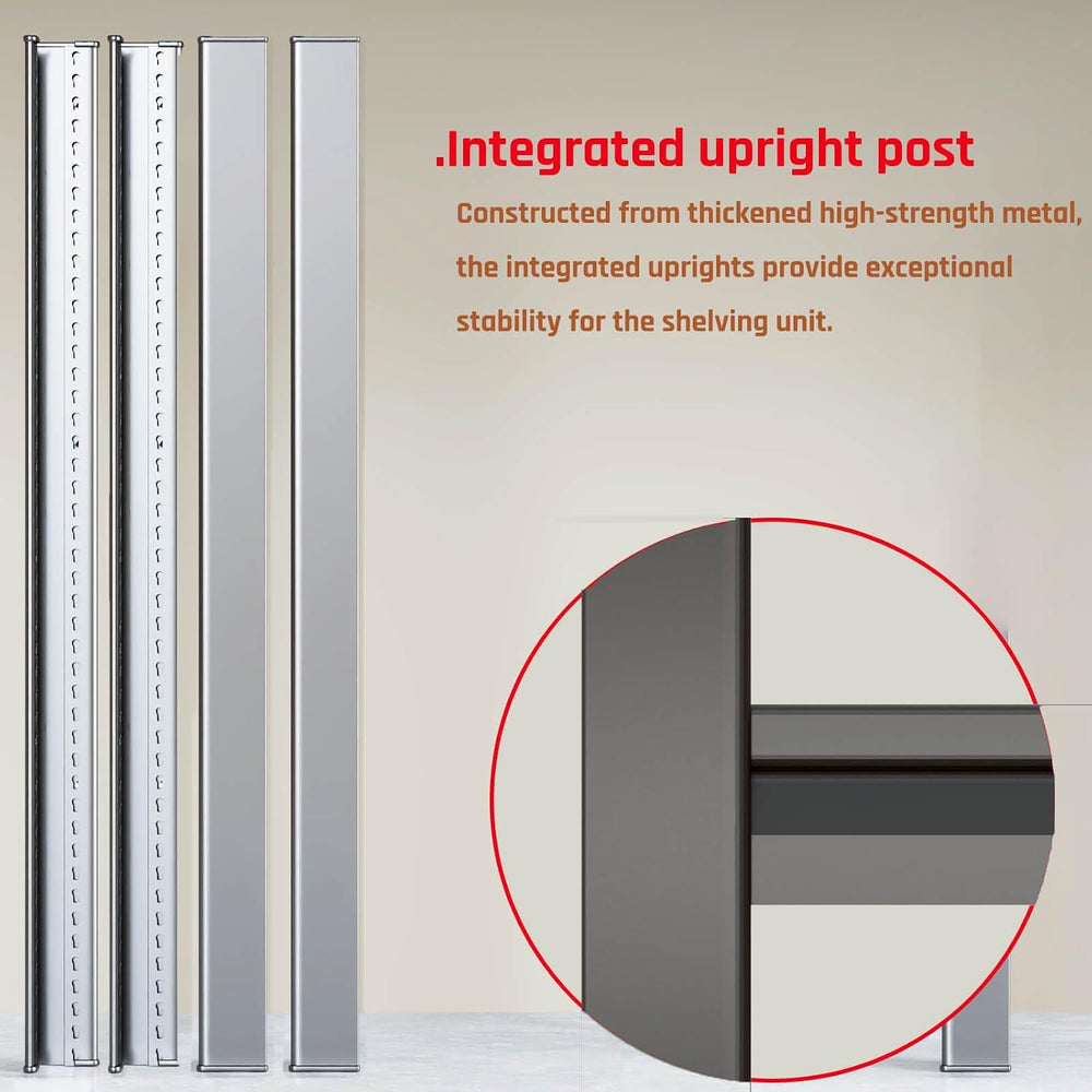 5-Tier Storage Shelves, 68" W Garage Shelving Heavy Duty Metal Adjustabl...