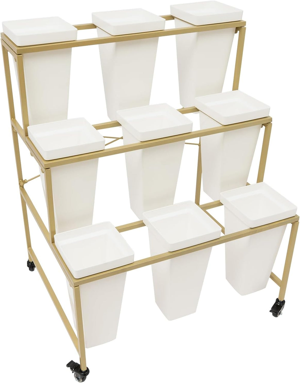 Flower Display Stand, Flower Stand Shelf w/Plastic Buckets & Moving Plant...