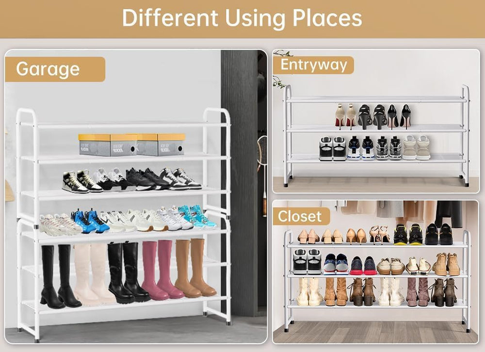 KEETDY 3-Tier Long Shoe Rack for Closet Metal Shoe Organizer for Entryway, Wi...