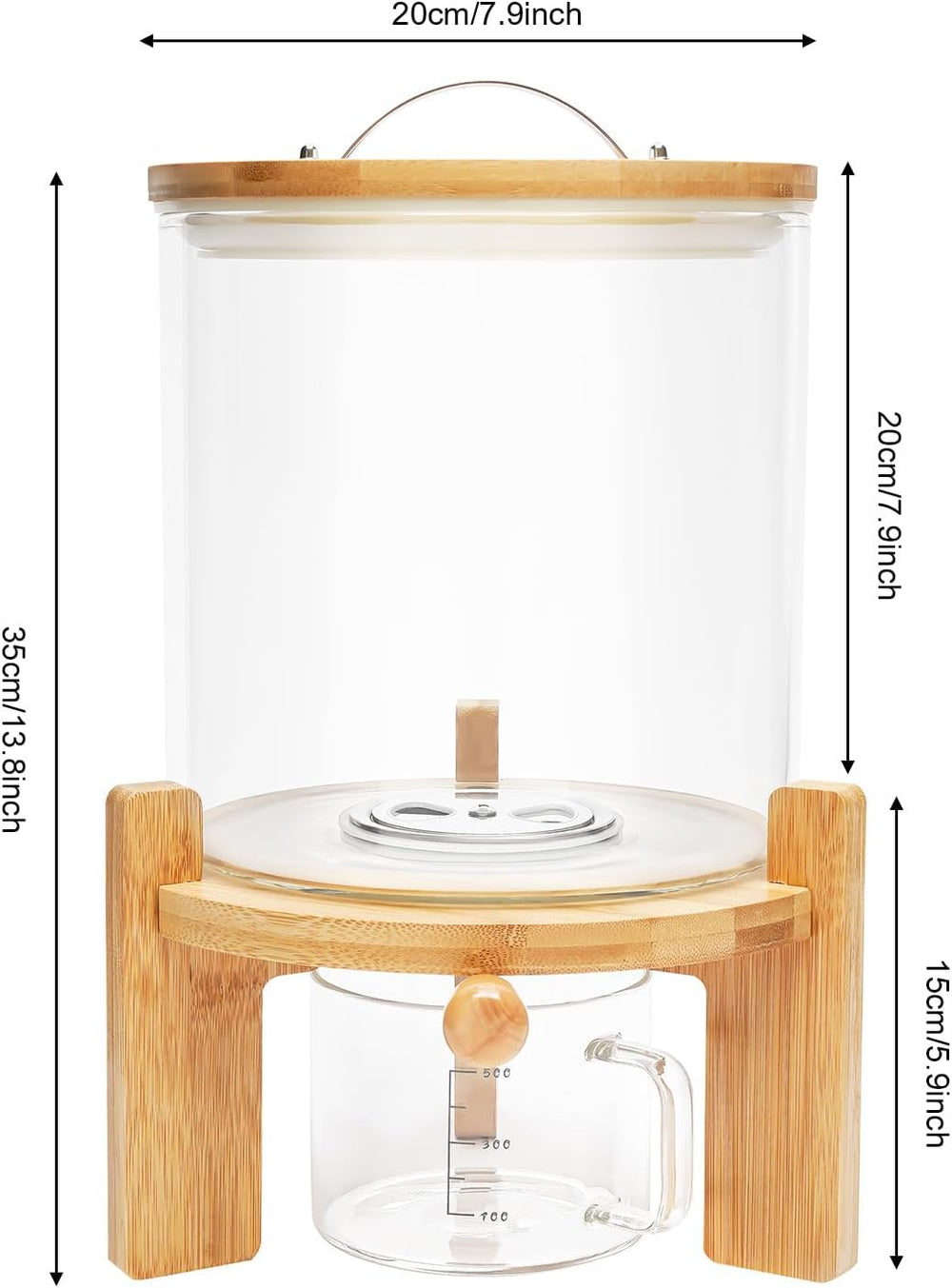 Rice Dispenser, 5L/7.5L Cereal Containers Storage with Valve+Lid+Thermometer+...