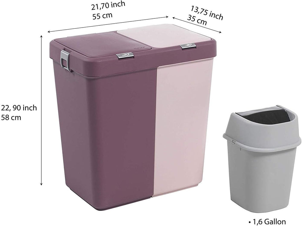 Mabel Home Plastic Laundry Hamper with Lid, 2 sections, Large Laundry Basket ...
