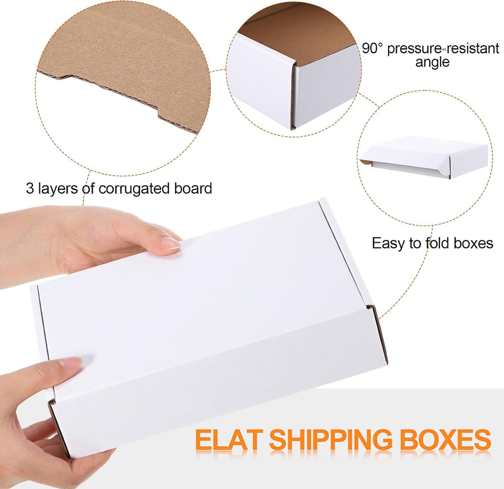 Qilery 60 Pcs 9 x 6 x 2 Inches Shipping Boxes White Mailer Boxes