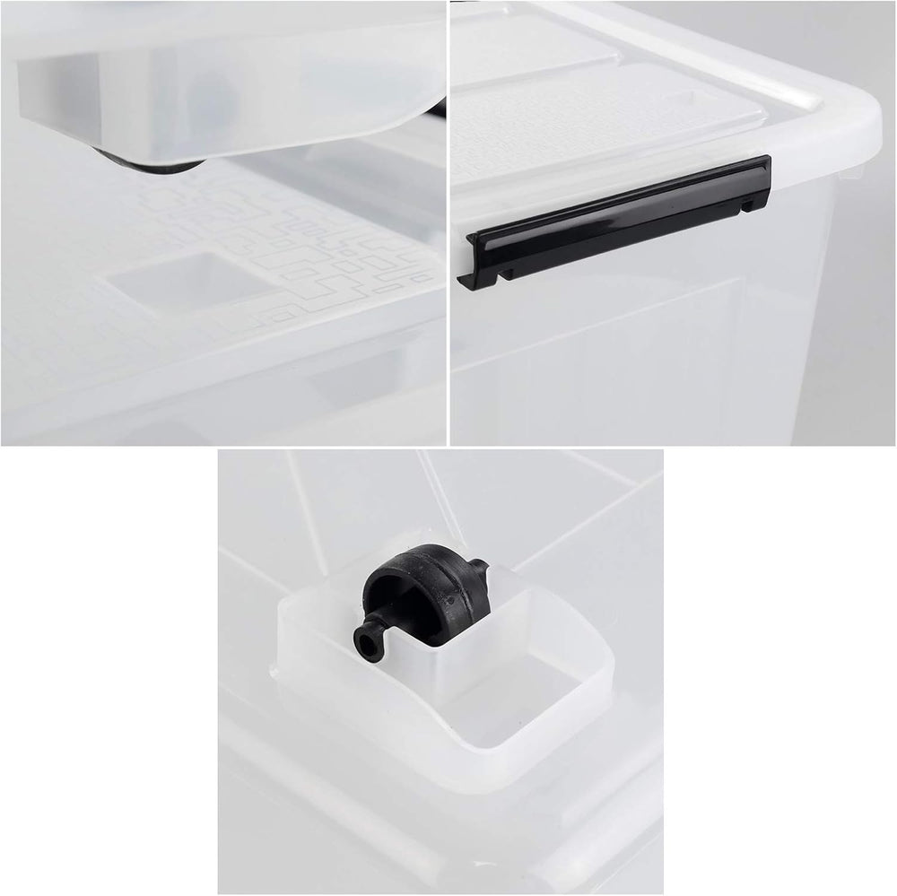 Clear Large Storage Bins with Lids and Wheels, 70L, 4-Pack