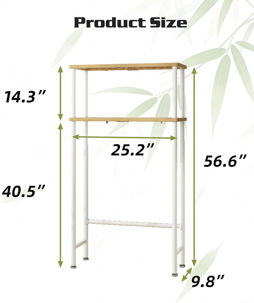 LiSHELF Bamboo Over The Toilet Storage Shelf 2-Tier Bathroom Organizer Rack F...