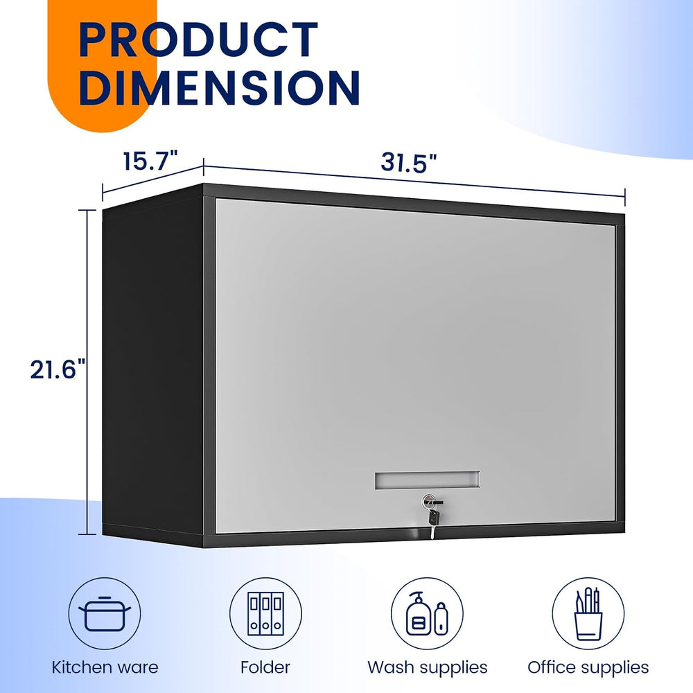 Yizosh Metal Wall Cabinet with Doors and Shelves, Wall Mounted Storage Cabine...