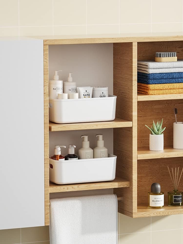 White Plastic Bins/Storage Organizers - Pantry Baskets, Bins for Shelves, Org...