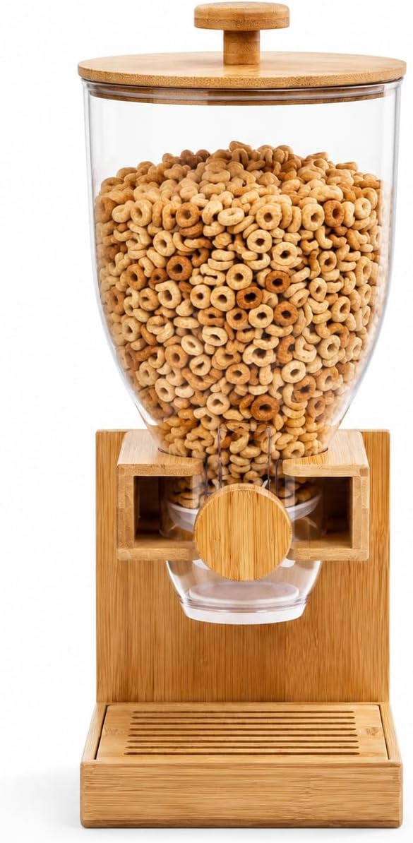 ZevrO Dry Food & Cereal Dispenser, 2.2 Cups, Natural, Single