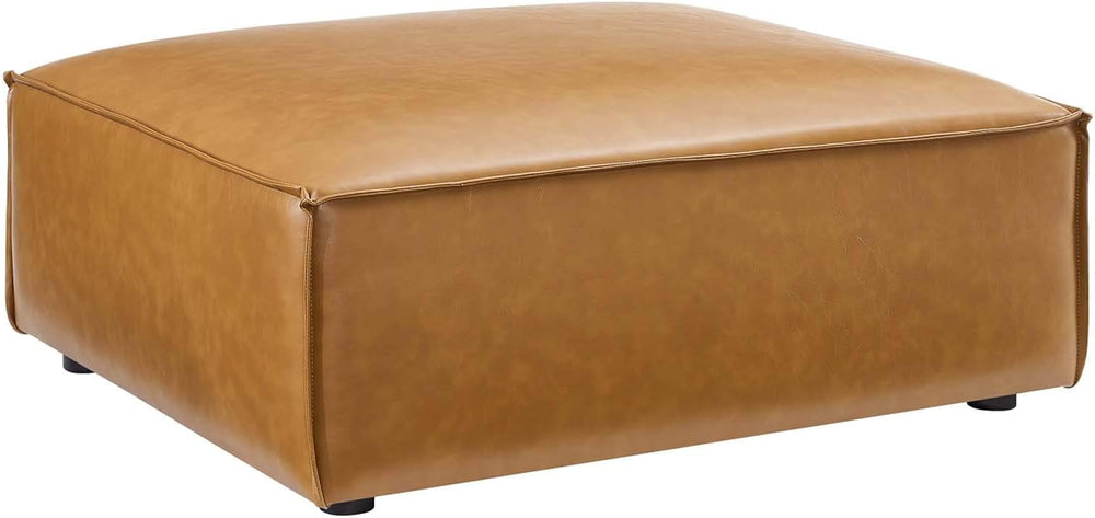 Modway Restore Vegan Leather Sectional Sofa Ottoman in Tan