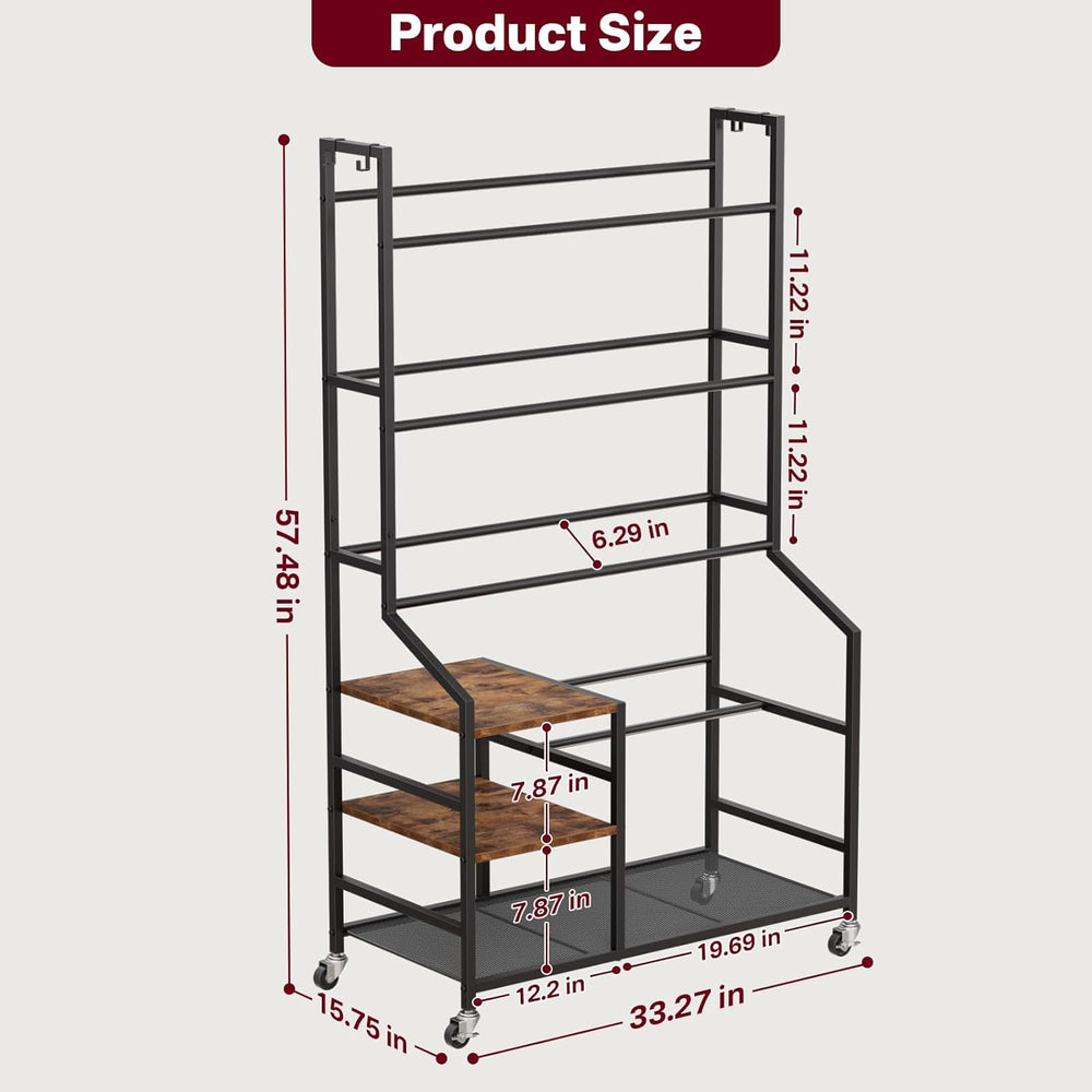Portin Disc Golf Storage Rack with Wheels, 5 Tier Disc Station Organizer