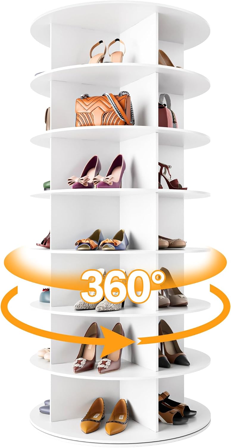 MAGIC UNION 7-Tier Rotating Shoe Rack Tower, White