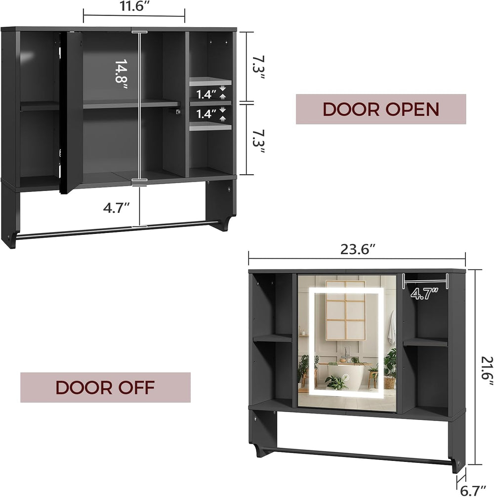 MAHANCRIS Bathroom Wall Cabinet with Mirror, Wall Mounted Medicine Cabinet wi...