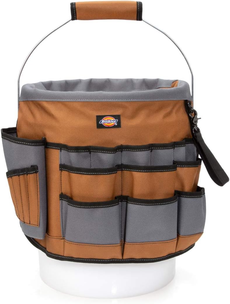 Dickies 35-Pocket 5-Gallon Bucket Organizer With Drill Holster, Padded Handle...