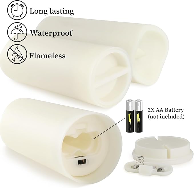Set of 24 Waterproof Outdoor Flameless Candles, LED Candles with 4 Remote and...