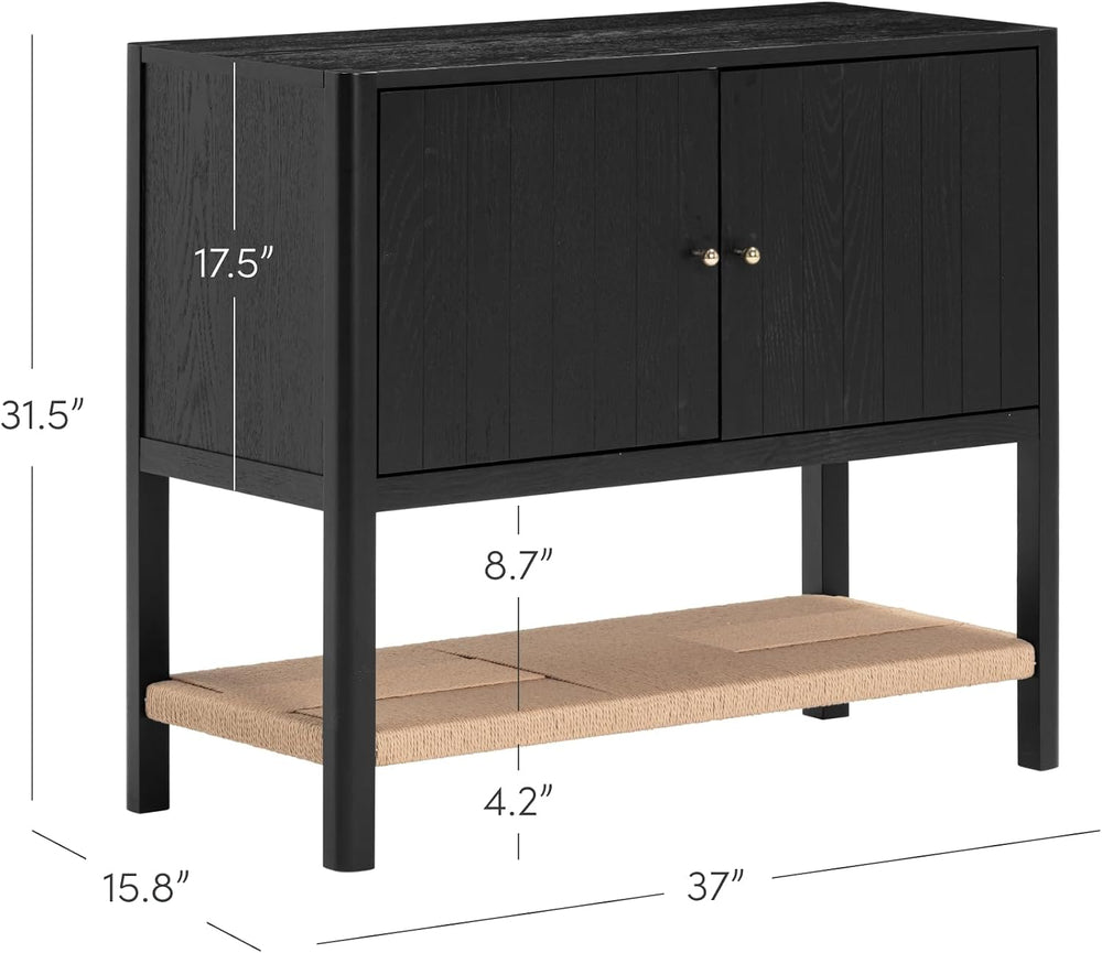Nathan James Meads Mid Century Modern Cabinet with Doors, Solid Wood Kitchen ...