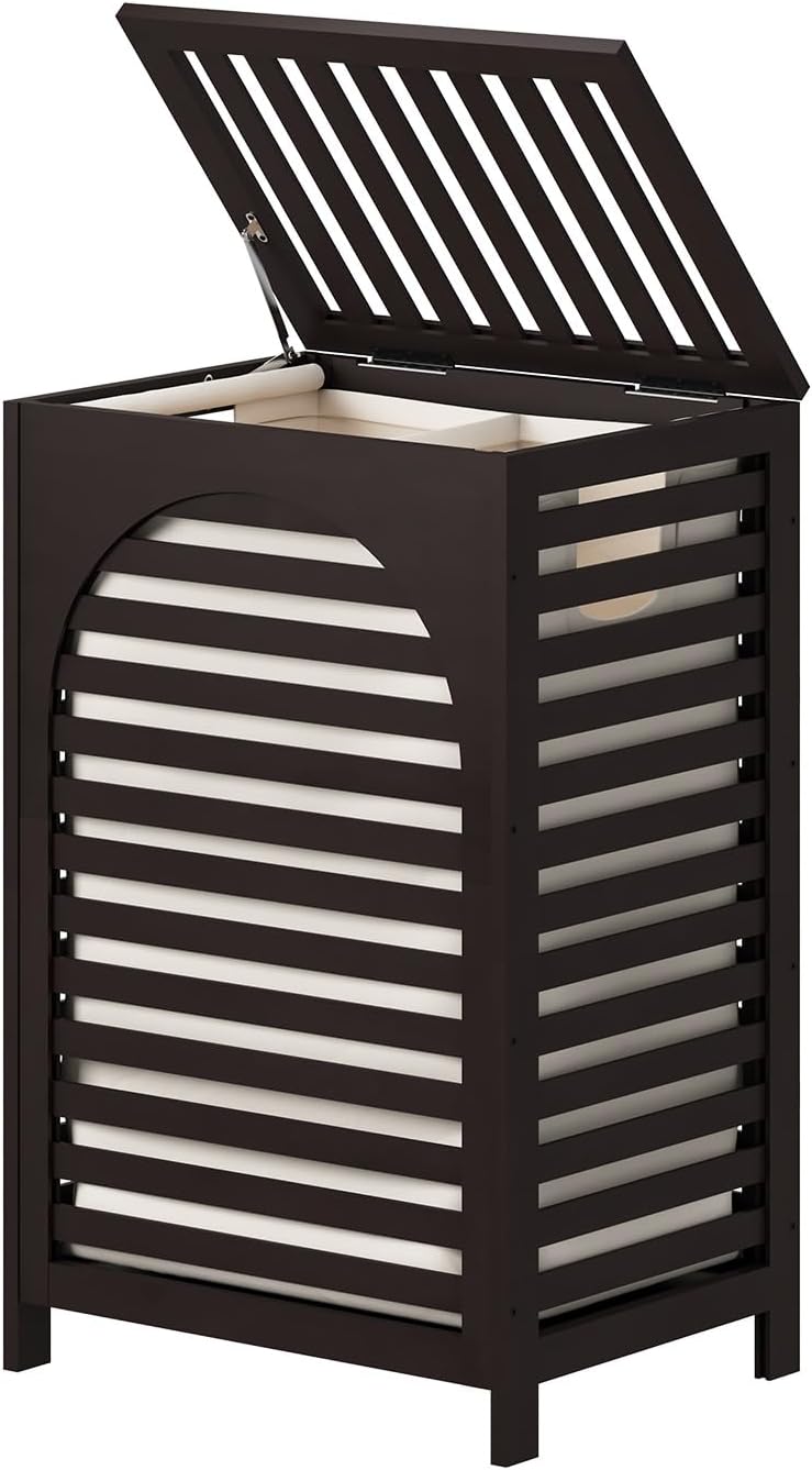 Laundry Hamper, 22.5 Gallon (85L) Bamboo Wood Clothes Laundry Basket with Lid...