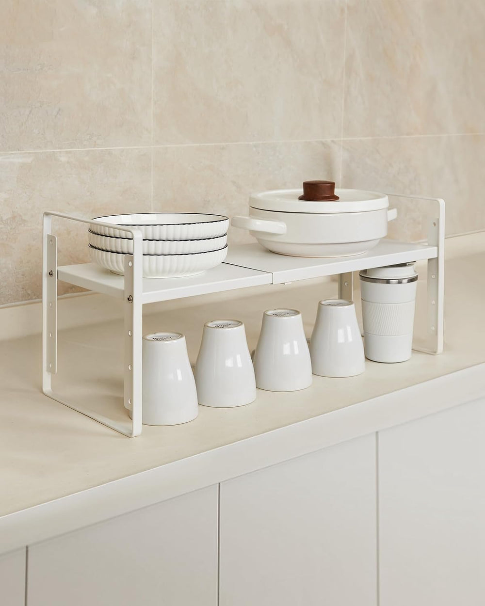 Nxconsu Kitchen Cabinet Shelf Organizers, Countertop Riser, 10.5" 2 Pack