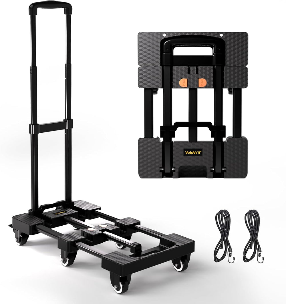 Voipvvii Folding Hand Truck 500lbs, Portable Heavy Duty Dolly Cart, 6 Wheels ...