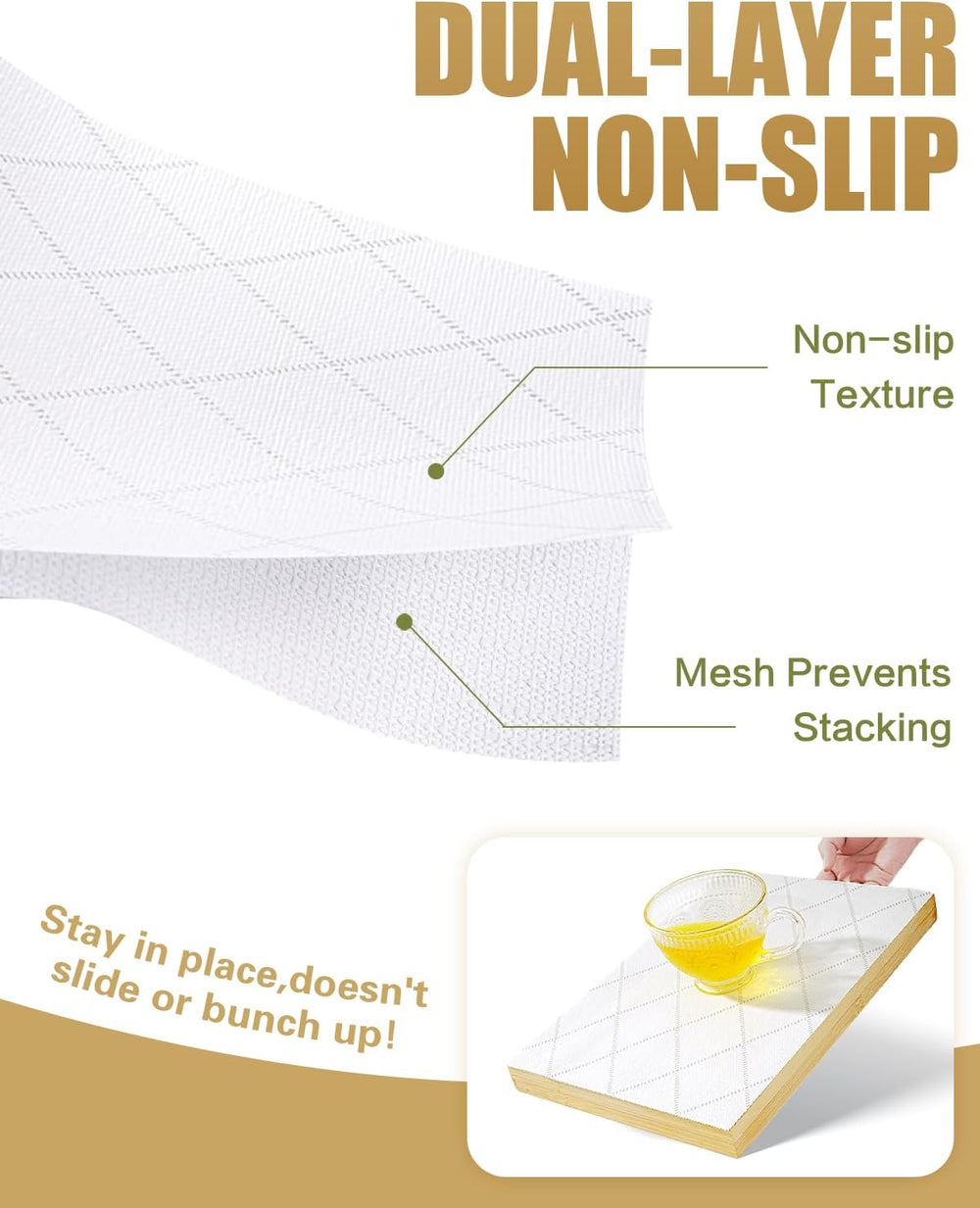 Drawer and Shelf Liners for Kitchen Cabinets Non-Adhesive