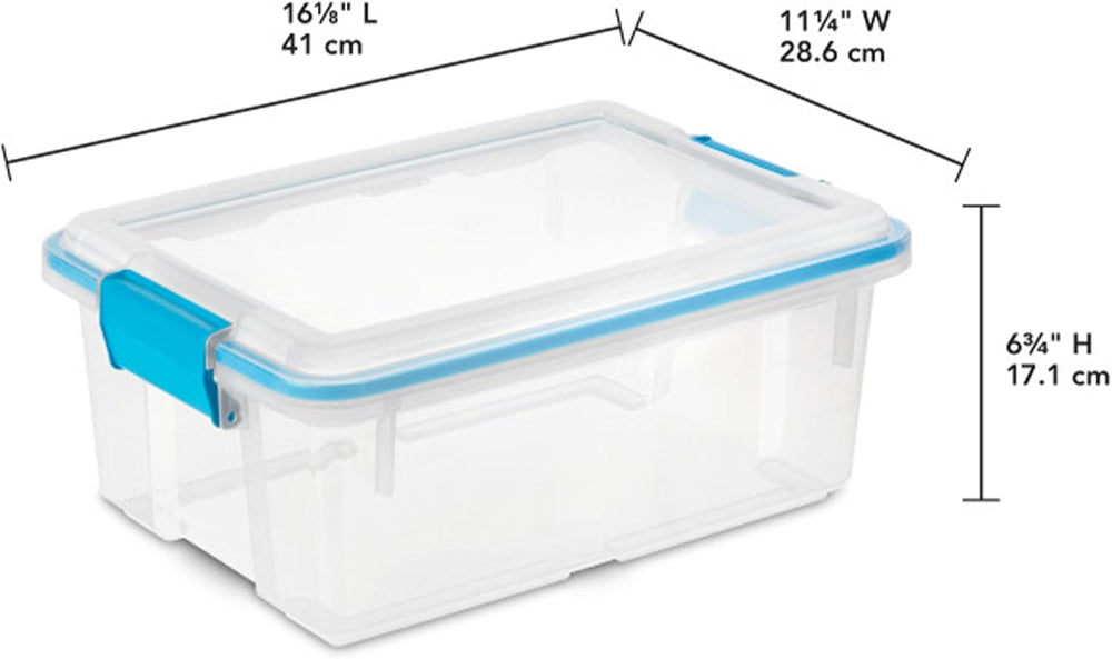 Sterilite Gasket Storage Box with Lids for Home & Office, 12 Quart, 6-Pack